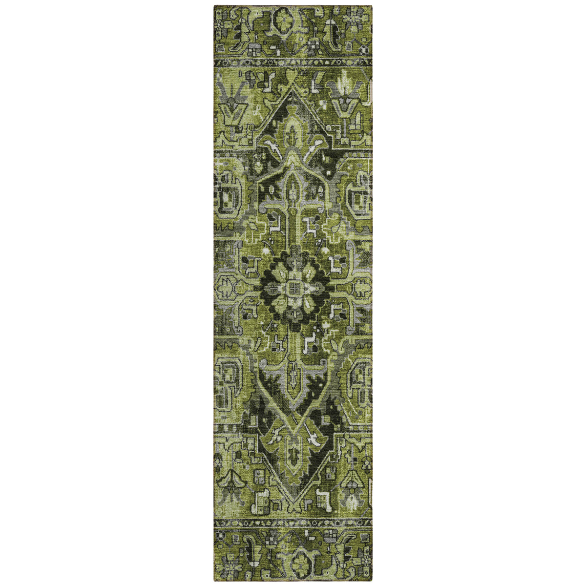 HomeRoots Green Oriental Non-Skid Indoor/Outdoor Runner Rug