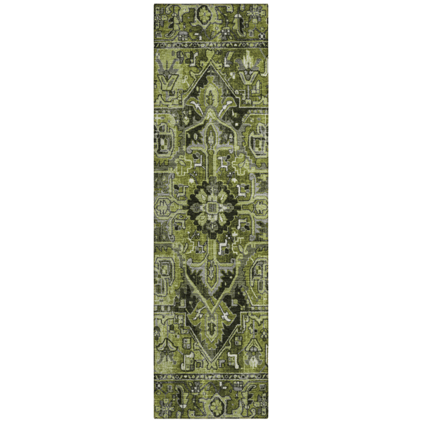 HomeRoots Green Oriental Non-Skid Indoor/Outdoor Runner Rug