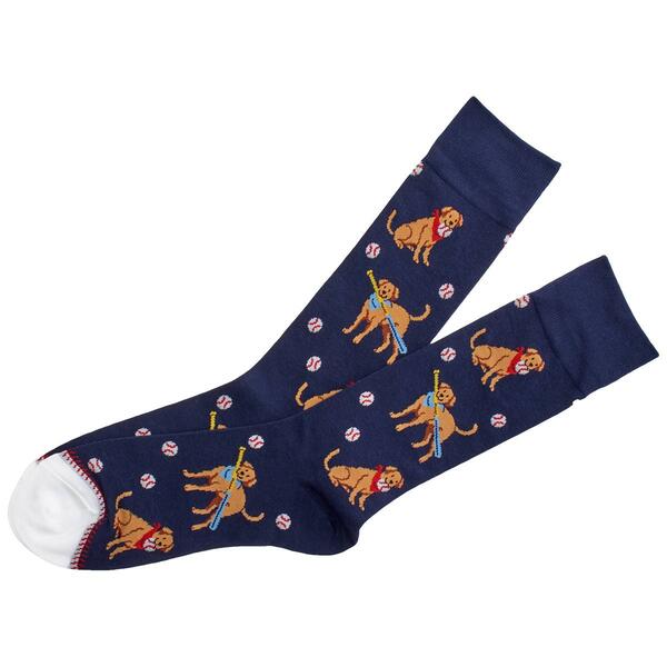 Mens Davco&#40;R&#41; Baseball Dogs Crew Socks - image 