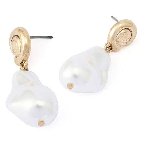 Steve Madden Vintage Luxe Shell Pearl Drop Earrings