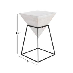 9th & Pike® White Metal and Wood Modern Accent Table