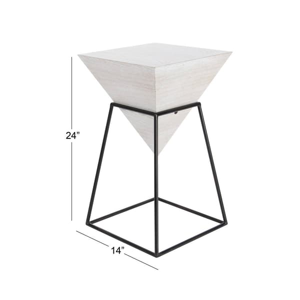 9th & Pike&#174; White Metal and Wood Modern Accent Table