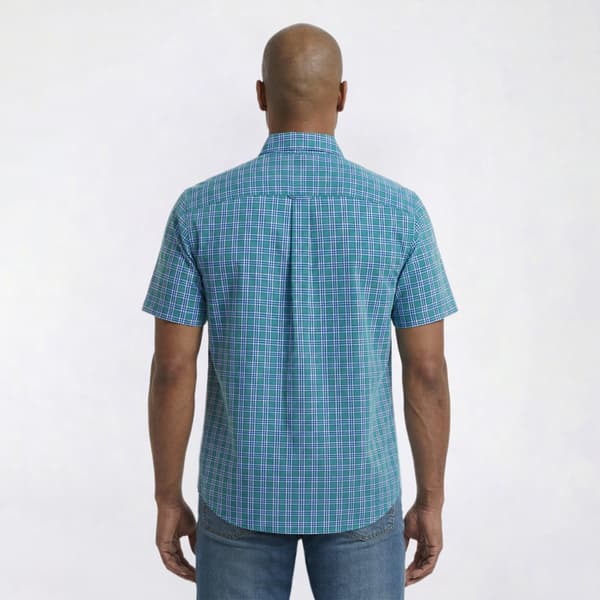 Mens Chaps Short Sleeve Stretch Button Down Shirt - Jelly Bean