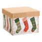 Square Burlap Medium Covered Gift Box - image 1