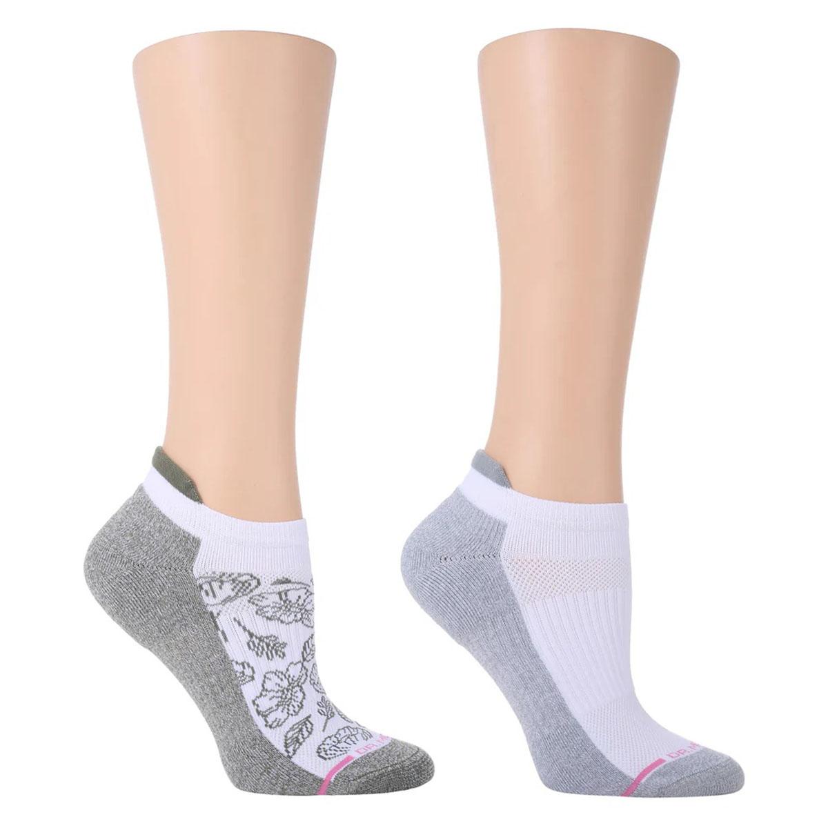 Womens Dr. Motion 2pk. Floral Low Cut Compression Ankle...