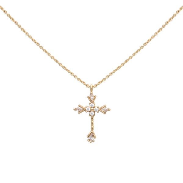 Beautiful Blessings Gold-tone Embellished Cross Pendant Necklace