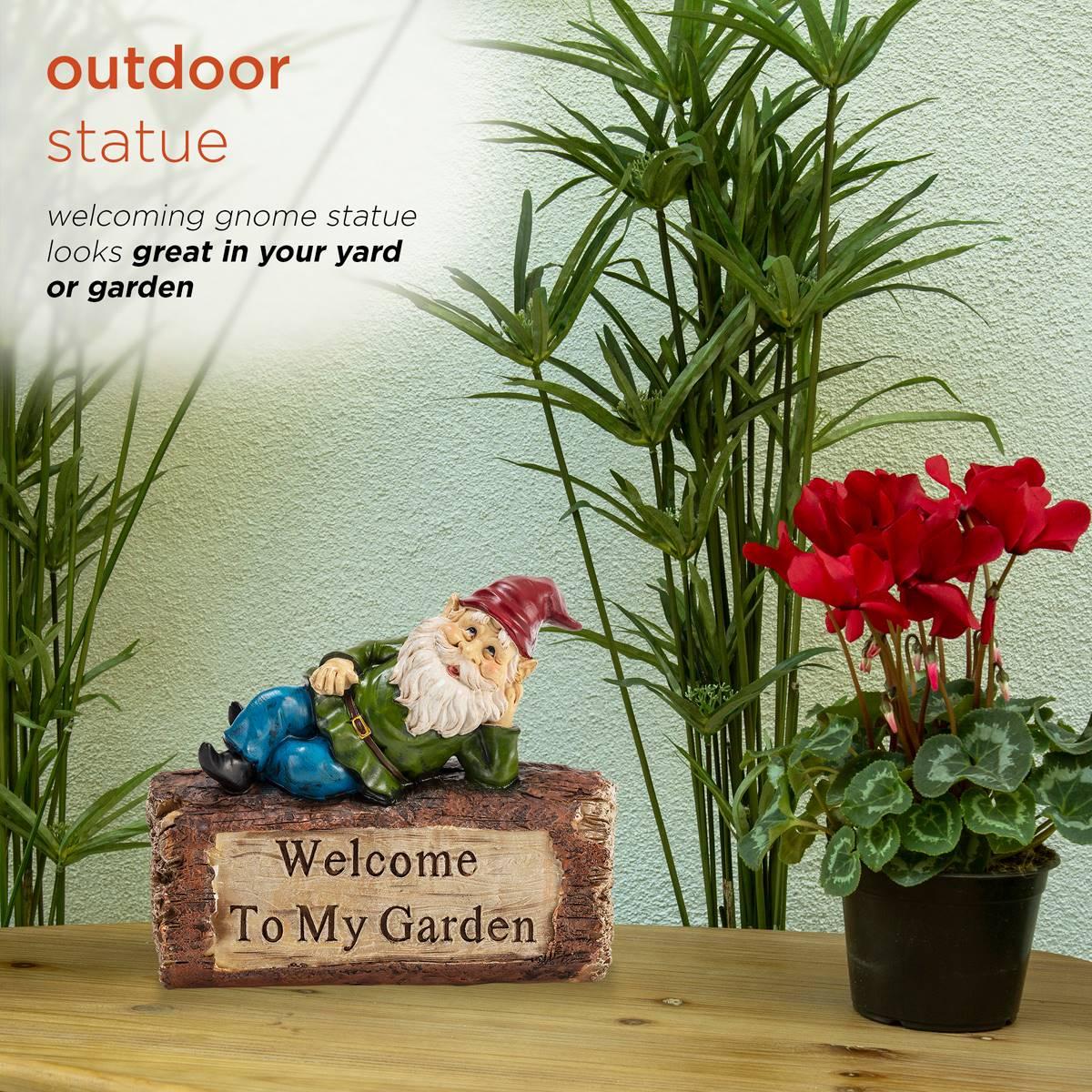 Alpine "Welcome to My Garden" Sign Gnome Statue