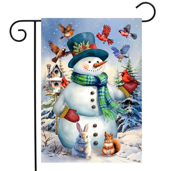 Briarwood Lane Snowman & Birds Garden Flag - image 