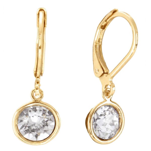 Athra 14kt. Gold over Brass 6mm Round Bezel Leverback Earrings