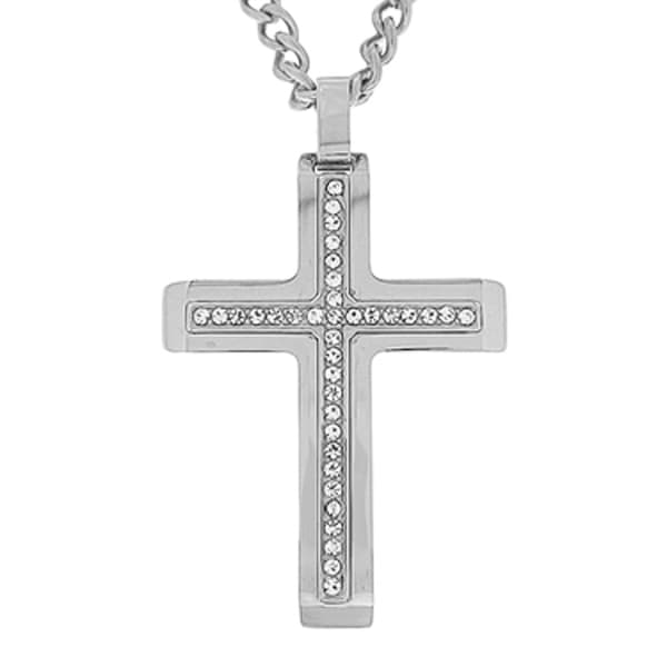 Mens Gentlemen''s Classics(tm) Crystal Accent Cross Pendant Necklace - image 