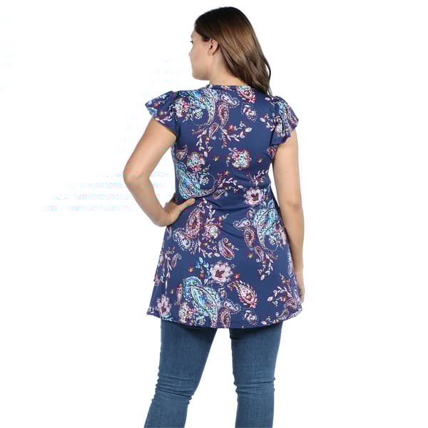 Plus Size 24/7 Comfort Apparel Hi Low Paisley Tunic Top