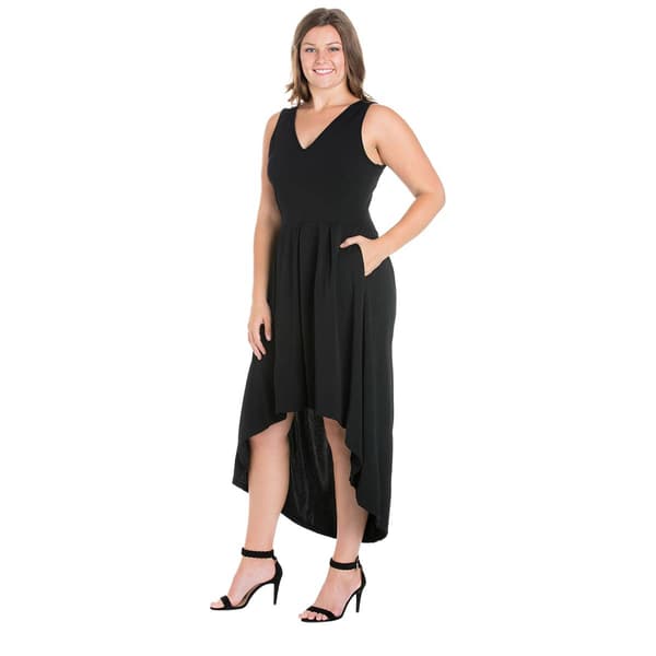 Plus Size 24/7 Comfort Apparel Hi Low Dress with Pockets