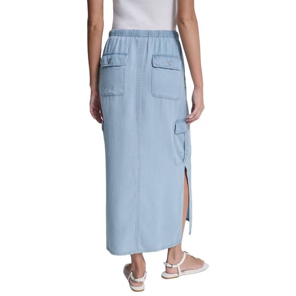 Womens DKNY Jeans Garment Dye Tie Waist Cargo Midi Skirt