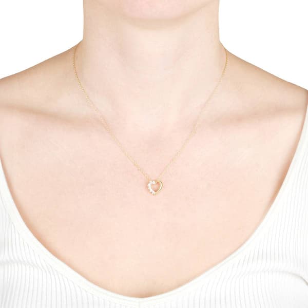 Athra 14kt. Gold over Silver & CZ Heart Pendant Necklace