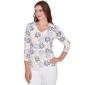 Petite Hearts of Palm Printed Essentials Leaf V Neck Blouse - image 3