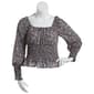 Juniors Plus No Comment Wool Dobby Square Neck Floral Peasant Top - image 1