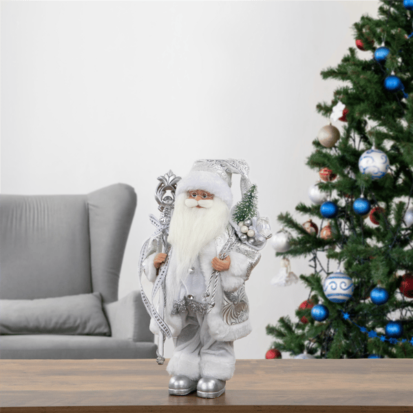 Northlight 12in. Santa Claus with Staff & Bag Christmas Figure