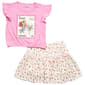 Girls (7-16) Sweet Butterfly® Postcard Tee w/ Floral Skirt - image 2