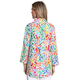 Womens Ali Mile 3/4 Sleeve Ditsy Floral Blouse w/Wire Collar
