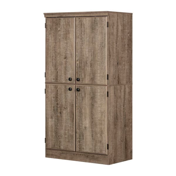 South Shore Morgan Weathered Oak 4-Door Storage Cabinet