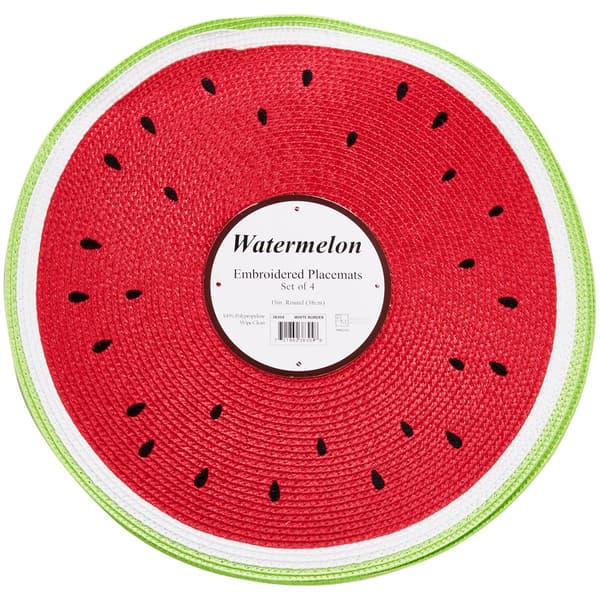 Watermelon Embroidered Placemats - Set of 4 - image 
