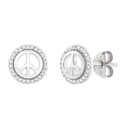 Diamond Classics&#40;tm&#41; Sterling Silver Peace Sign Stud Earrings