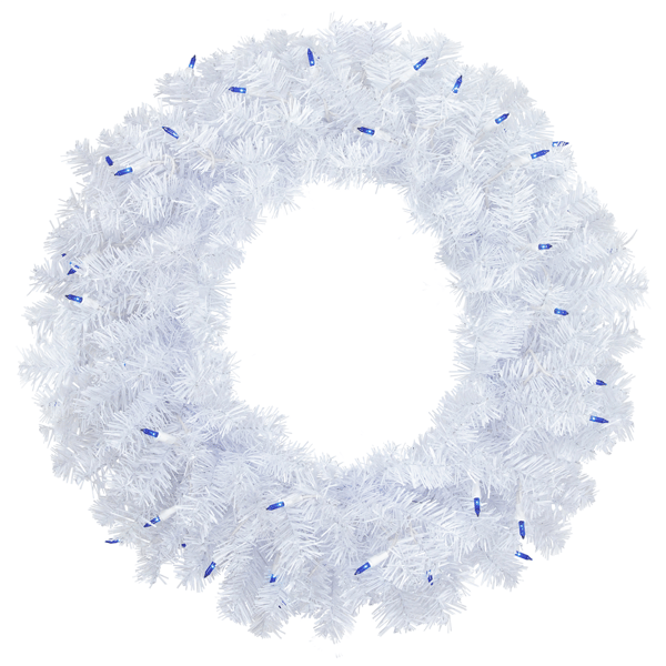 Northlight Pre-Lit Woodbury Pine Blue Lights Christmas Wreath