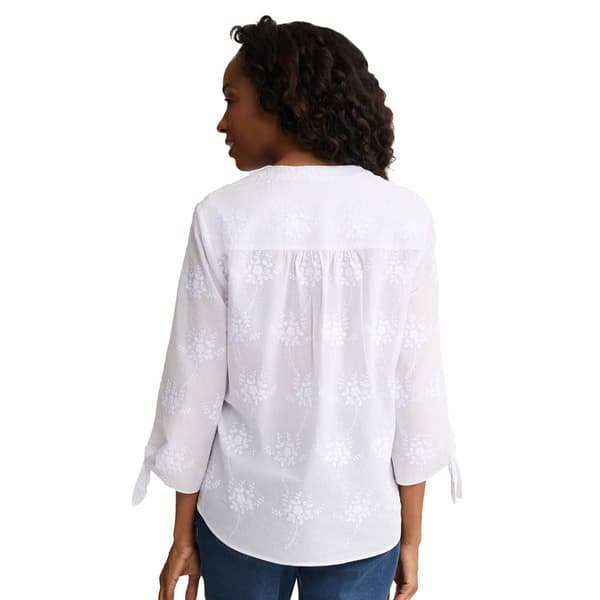 Womens Jones New York 3/4 Tie Sleeve Button Front Floral Blouse