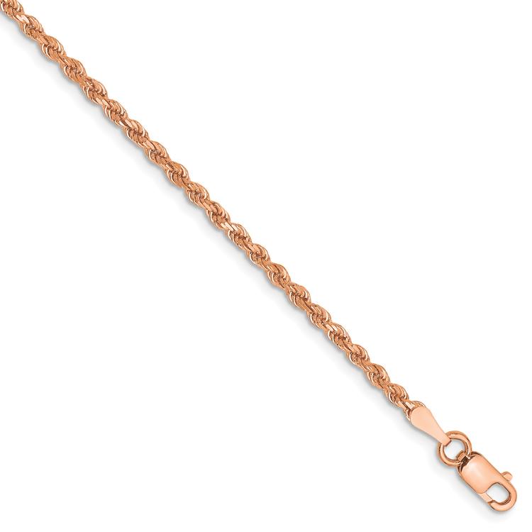 Mens Gold Classics(tm) 2mm. 14k Rose Gold Diamond Cut Rope Bracelet