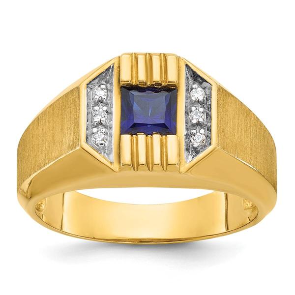 Mens Gentlemens Classics(tm) 14kt. Gold Created Small Sapphire Ring - image 