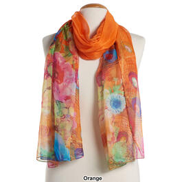 Womens Renshun Large Floral Edge Oversized Oblong Scarf