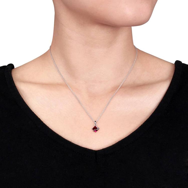 Gemstone Classics™ 4 3/8ctw. Created Ruby Square Necklace Set