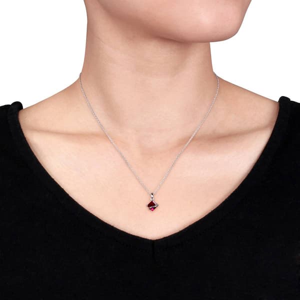 Gemstone Classics™ 4 3/8ctw. Created Ruby Square Necklace Set