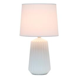 Simple Designs Off White Ceramic Pleated Base Table Lamp w/Shade
