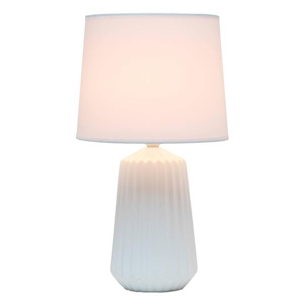 Simple Designs Off White Ceramic Pleated Base Table Lamp w/Shade - image 