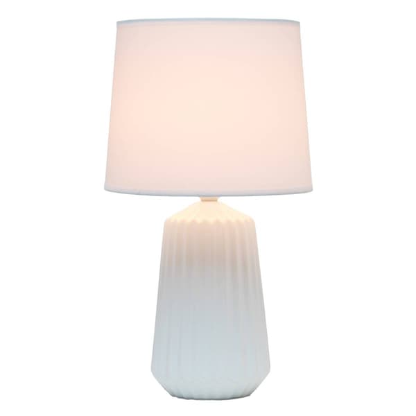 Simple Designs Off White Ceramic Pleated Base Table Lamp w/Shade - image 