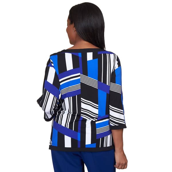 Womens Alfred Dunner Downtown Vibe Stripe Patch Blouse