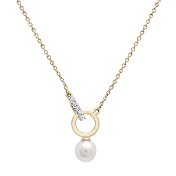 Diamond Classics&#40;tm&#41; Diamond Accent Pearl Necklace - image 