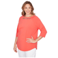 Plus Size Ruby Rd. Set Sail 3/4 Sleeve Grommet Neck Blouse - image 3