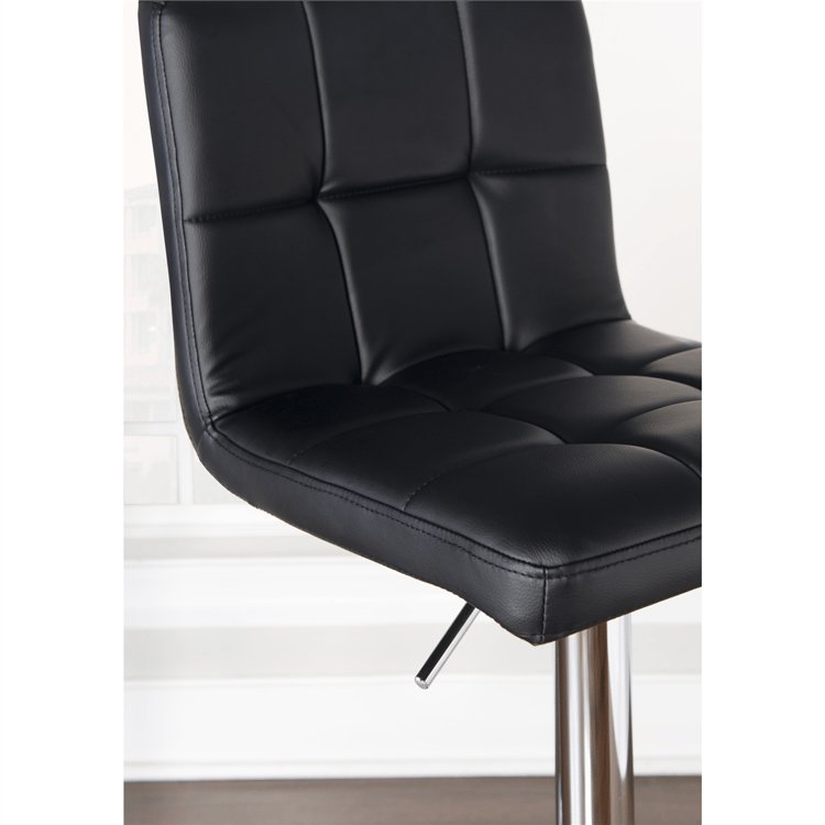 Linon Home Decor Brandt Black Faux Leather Adjustable Barstool