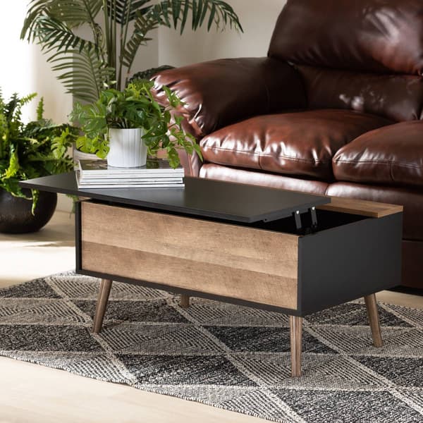 Baxton Studio Jensen Black/Rustic Brown Finish Wood Coffee Table