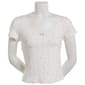 Juniors Pink Rose Short Sleeve Pointelle Ditsy Lace Trim Tee - image 2