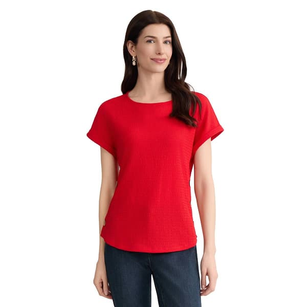 Petite Jones New York Short Roll Cuff Sleeve Side Button Blouse - image 
