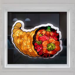 Northlight Seasonal 20in. Pre-Lit Cornucopia Window Decoration