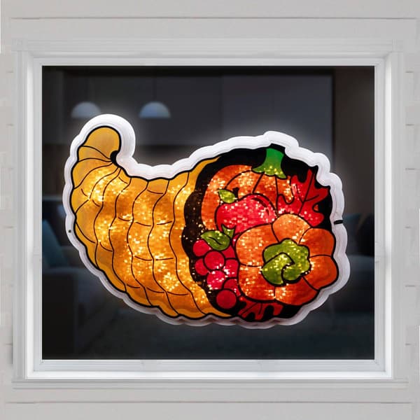 Northlight Seasonal 20in. Pre-Lit Cornucopia Window Decoration
