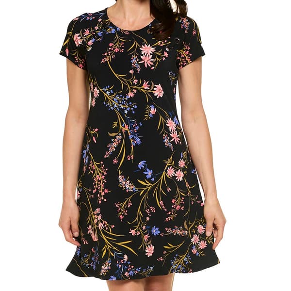 Womens MSK Short Sleeve Grommet Shift Trim Dress