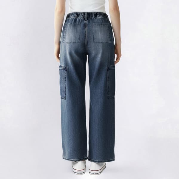 Juniors Celebrity Pink Mid Rise Wide Leg Cargo Jeans