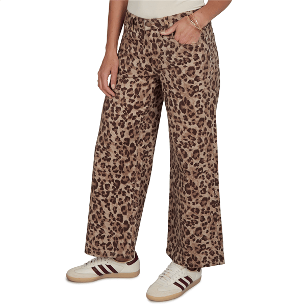 Petite Ruby Rd. Game of Luxe Leopard Wide Leg Jeans