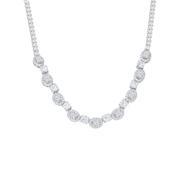 Gianni Argento Lab Grown White Sapphire Oval Halo Link Necklace - image 