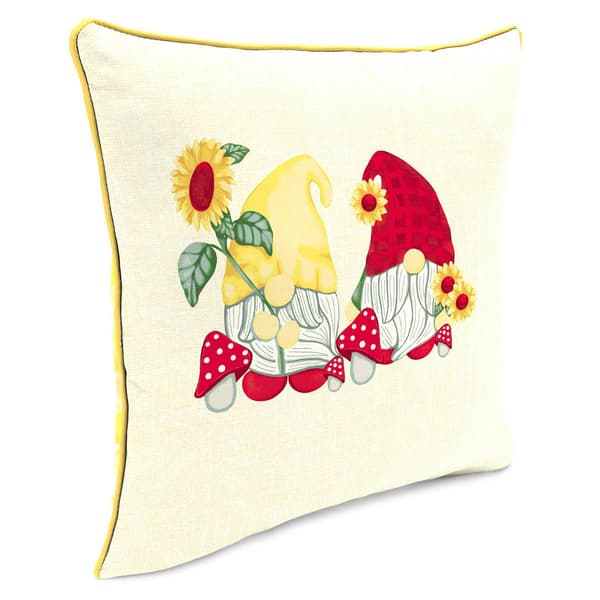 Jordan Manufacturing Gnome Daisies Outdoor Throw Pillow